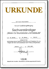 Urkunde Sachverständiger